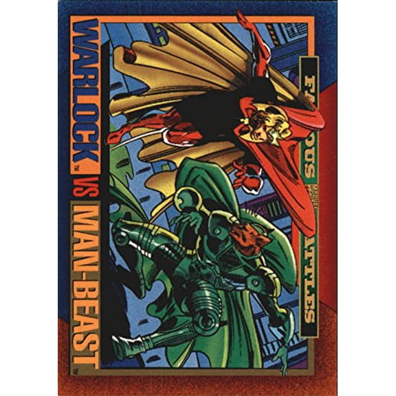 1993 Marvel Universe IV #171 Warlock vs Man-Beast Official Trading Card