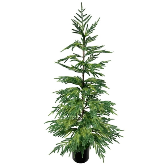 TETOU 4Ft Norfolk Pine Christmas Tree, Artificial Green Norfolk Pine Tree with Pot, Faux Potted Plants for Front Porch Christmas Indoor Outdoor Decor