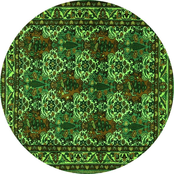 Ahgly Company Indoor Round Persian Green Traditional Area Rugs, 3' Round