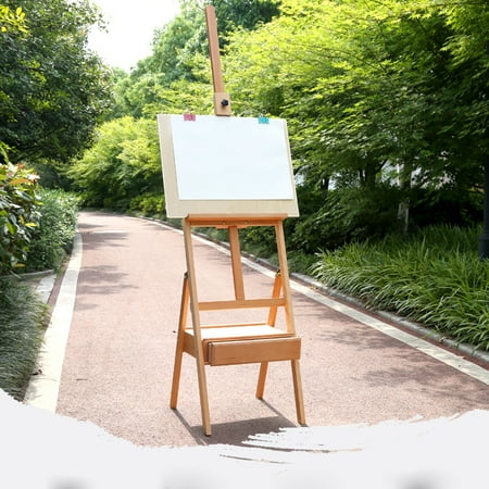 UbesGoo 5' Tripod Easel Stand with Shelf, H-Frame French Style Beech Wood 59"x17"x14" Easel Stand, for Kids Painting Drawing & Sketching Advertising
