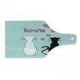 thumbnail image 1 of Cat Cutting Board, Black and White Kitty Cat Couple with Tails Tangled and in Love with Romantic Hearts, Tempered Glass Cutting and Serving Board, Wine Bottle Shape, Multicolor, by Ambesonne, 1 of 1