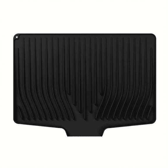 Goldeer Silicone Dish Drying Mat for Kitchen Counter, Dish Drying Pad, Non-Slip Drain Pad with Built-in Drain, Heat Resistant 14x19" Black