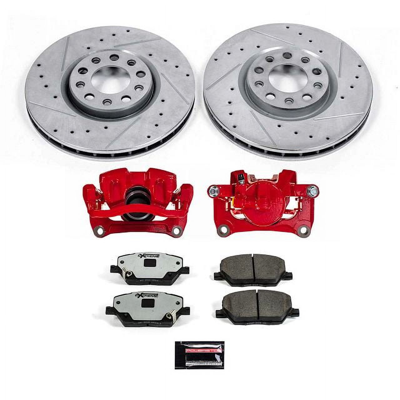 PowerStop Front Z36 Truck & Tow Brake Pad and Rotor Kit with Red Powder Coated Calipers Fits: FIAT JEEP Select Models KC7299-36