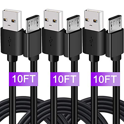 PS4 Controller Charging Cable Cord, 3 Pcs 10ft Micro USB Data Sync Cord for Sony 4 4 Xbox one P - Walmart.com