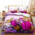thumbnail image 1 of Breathable Unique Design Farmhouse Bedding Set Wedding big flower latest design bed sheets set hot sales 3d beding set romantic design in rose pattern 3d bedding set, 1 of 6