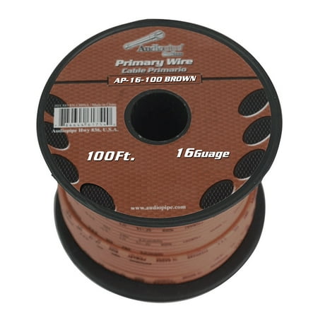Brown Wire 100ft Spool - Audiopipe 16 Gauge 100ft Brown Primary Wire