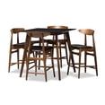 thumbnail image 1 of Baxton Studio Flora Mid-Century Modern Black Faux-Leather Upholstered Walnut Finished 5-Piece Pub Set, 1 of 5