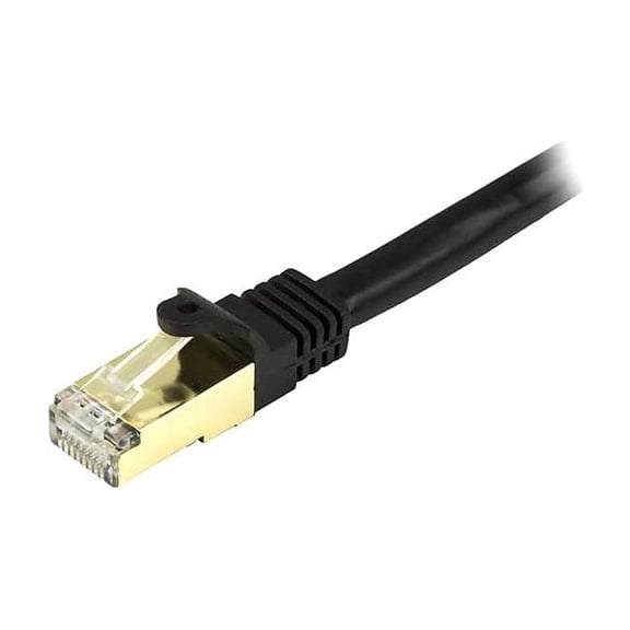 StarTech 15ft CAT6a Ethernet Cable - 10 Gigabit Shielded Snagless RJ45 100W PoE Patch Cord - 10GbE STP Network Cable with Strain Relief - Black - UL, TIA (C6ASPAT15BK)