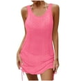 thumbnail image 1 of Womens Pullover Tops Spring Fall Clothes 2025 Long Sleeve Shirts Trendy Crew Neck Loose Festival Tops Woman Solid Color Sleeveless V-Neck Drawstring Beach Dress Plus Size Tops For Women Summer, 1 of 8