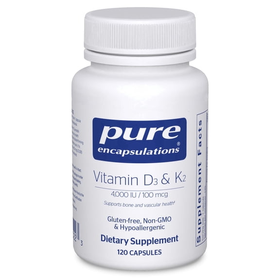 Pure Encapsulations Vitamin D3 & K2, Bone & Vascular Health*, 120 Count