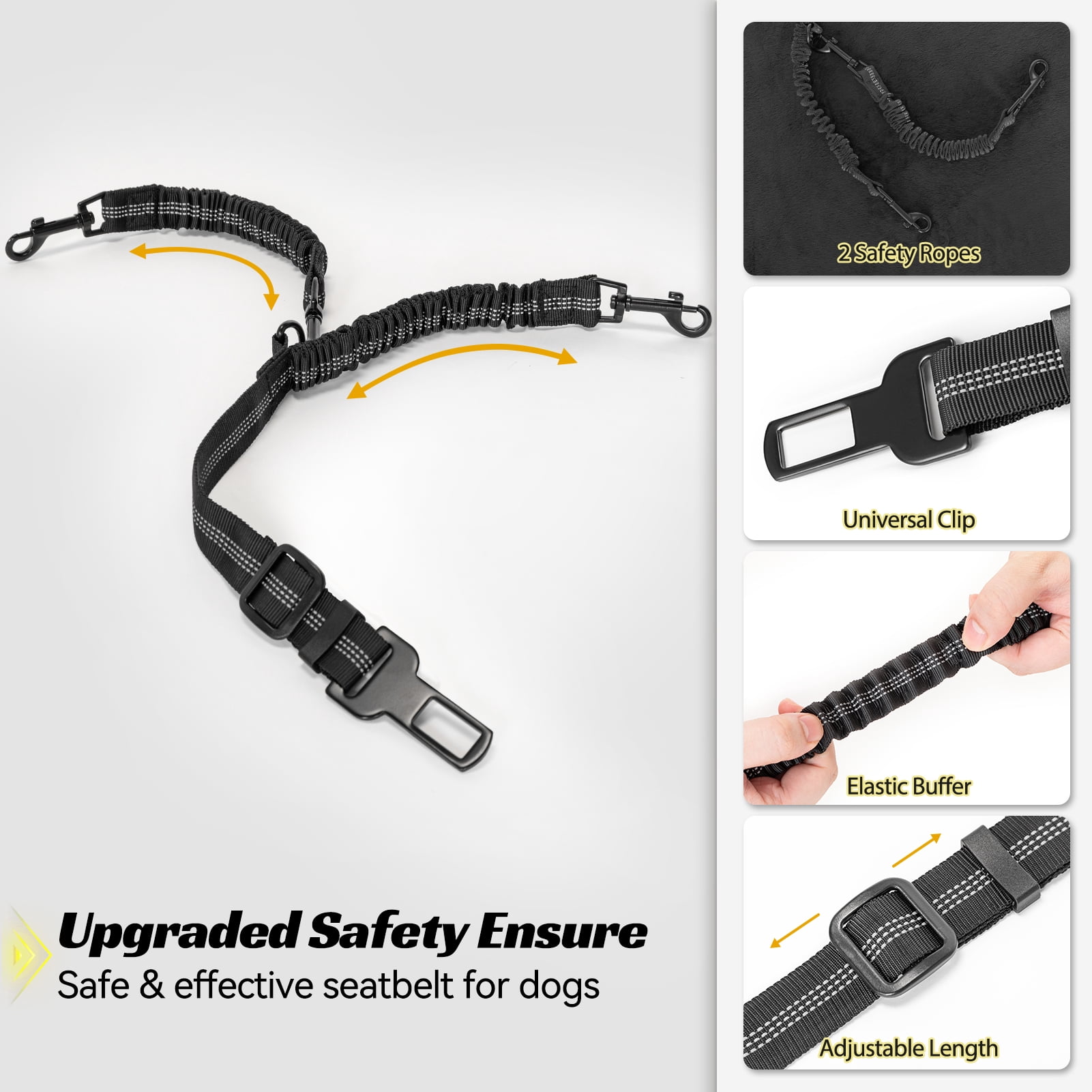 PETSFIT Dog Car Seat , Dog Car Seat for Medium Dog with 2 Clip-On Safety Leashes and Patented Buckles, Under 45Lbs (Black)