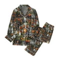 thumbnail image 3 of Womens Halloween Pajamas 2 Piece Set Funny Print Long Sleeve Button Sleepwear Comfy Long Pants Relaxed Fit Matching Lounge Sets, 3 of 5