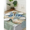 thumbnail image 3 of Blue Coastal Starfish Suqare Tablecloth - 54 x 54 Inch, Grey Sage Green Nautical Coral Summer Waterproof & StainResistant Tablecloth, Washable Oil-proof Table Cover for Dining/Party/Wedding/Buffet, 3 of 9