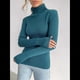 thumbnail image 4 of Suéteres Acanalados para Mujer, Lindos Suéteres de Punto de Cuello Alto, Ajustados y Cálidos Azul Neblina un Tamaño, 4 of 8