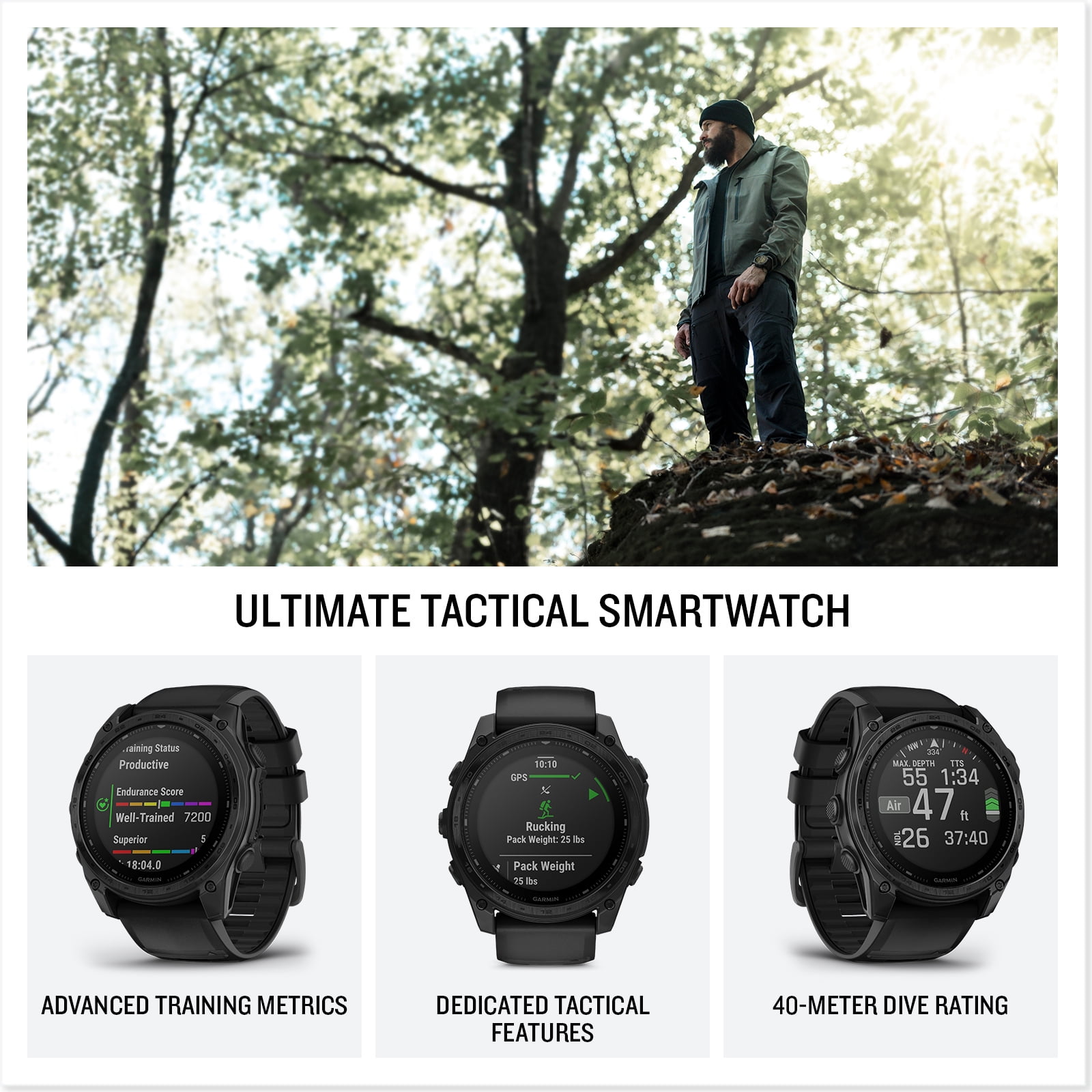Garmin Tactix 8 51mm Solar Charged Display Smart Watch, Built-in Flashlight, 48 Days Battery Life, Premium Tactical GPS Smartwatch, Applied Ballistics Ultralight Solver Bundle + Earbuds and more