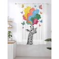 thumbnail image 2 of Sheer Curtains 63 Inch Length, Funny Giraffes Semi Sheer Curtains Light Filtering Window Treatment, Modern Abstract Art Colorful Clouds Privacy Voile Drapes for Living Room Bedroom 52x63 Inch, 2 of 7