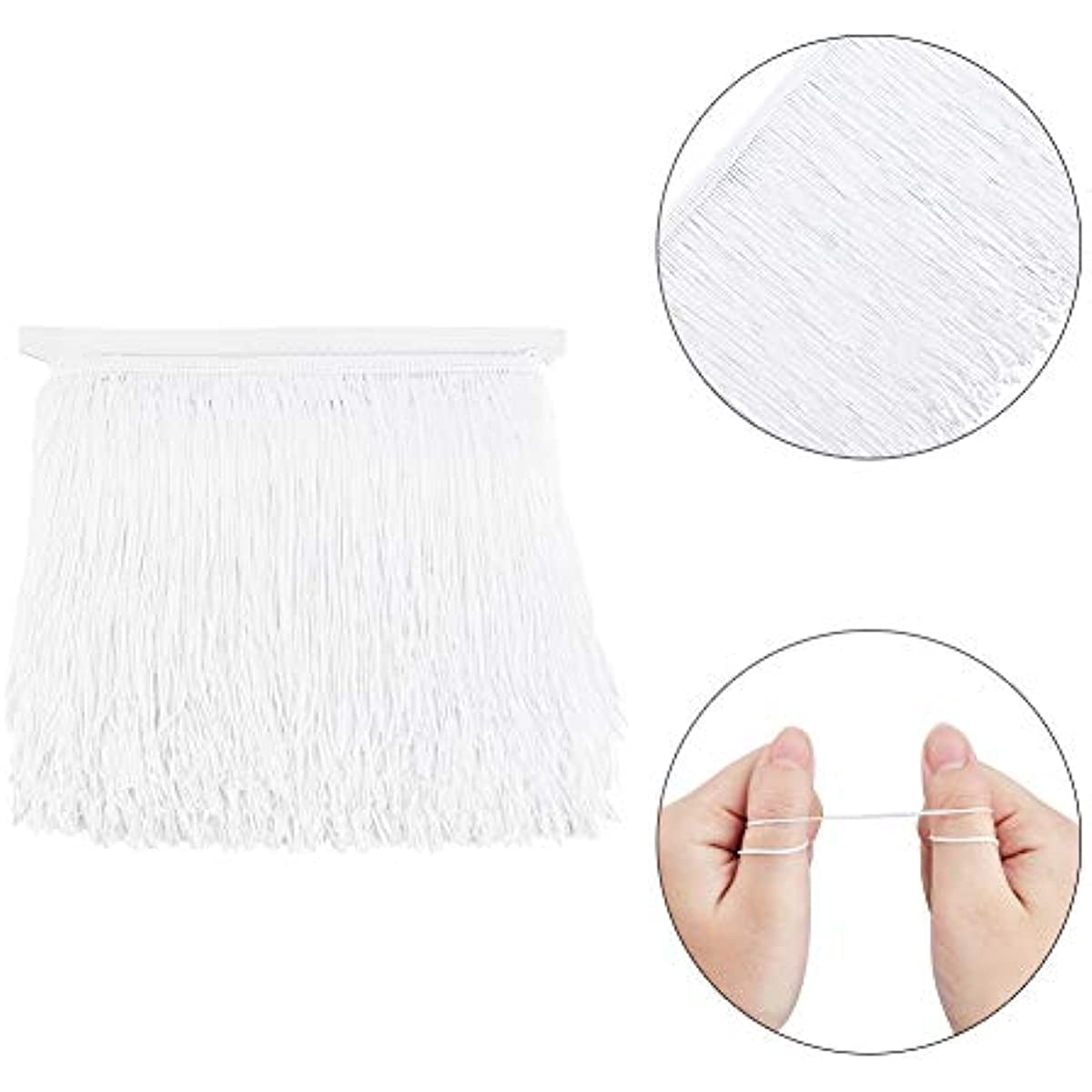 11 Yards of 6 Inch Fringe Trim Lace Tassel White Chainette Fringe Trim Ribbon for Latin Dance Dress DIY Clothing Embellishment Lamp Shade and Pillow Decorations