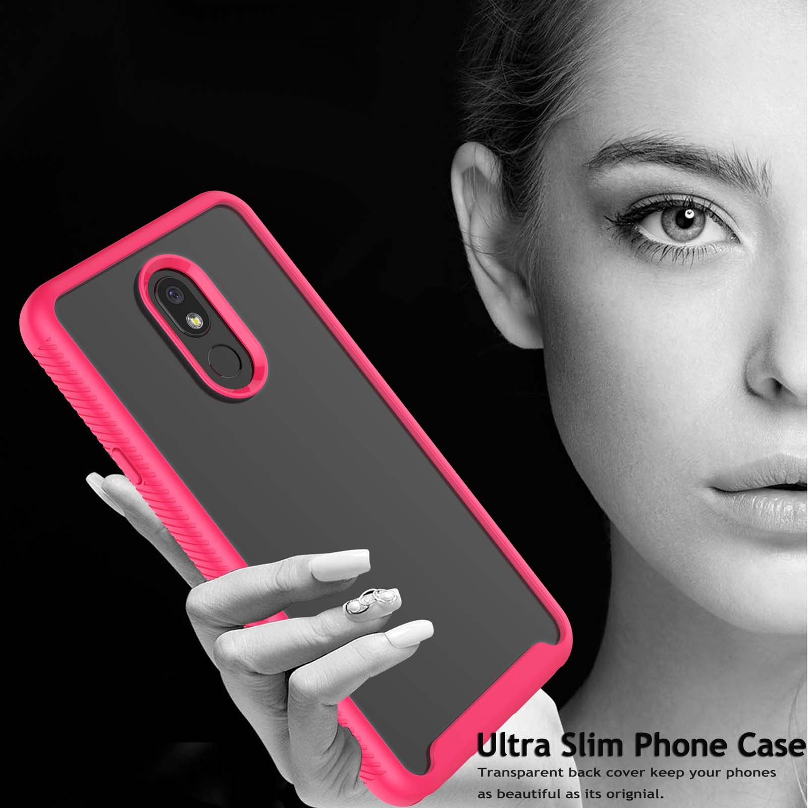 LG Stylo 6 Case, Sturdy Case for 2020 LG Stylo 6, Njjex Full-Body Rugged Transparent Clear Back Bumper Case Cover for LG Stylo 6 6.8" 2020 Not LG Stylo 5 6.2" -Hot Pink - image 5 of 10