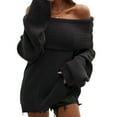 thumbnail image 2 of Women'S Off the Shoulder Sweater Oversized Batwing Sleeve Loose Pullover Sweaters Tops Black XL, 2 of 10