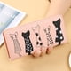 thumbnail image 4 of Jumpingount Cartera larga para mujer, tarjetero con foto de gato, estilo bonito, bordado, informal, multitarjeta, bolso suave, monedero de cuero Carteras Rosa, 4 of 6