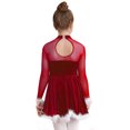 thumbnail image 3 of Yruioon Kids Girls Christmas Mrs Santa Ballet Dance Dress Sequin Long Sleeve Dress Stage Performance Red 6, 3 of 6