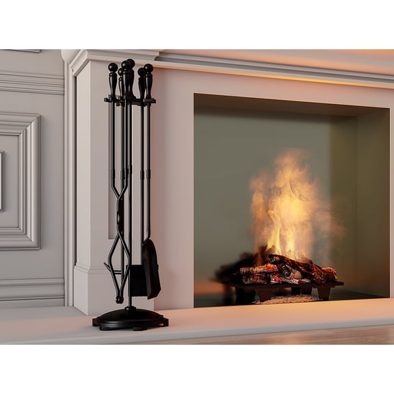 Fire Beauty 5-Piece Wrought Iron Fireplace Tools Set - Indoor & Outdoor Fireplace Accessories (Heavy Duty)​