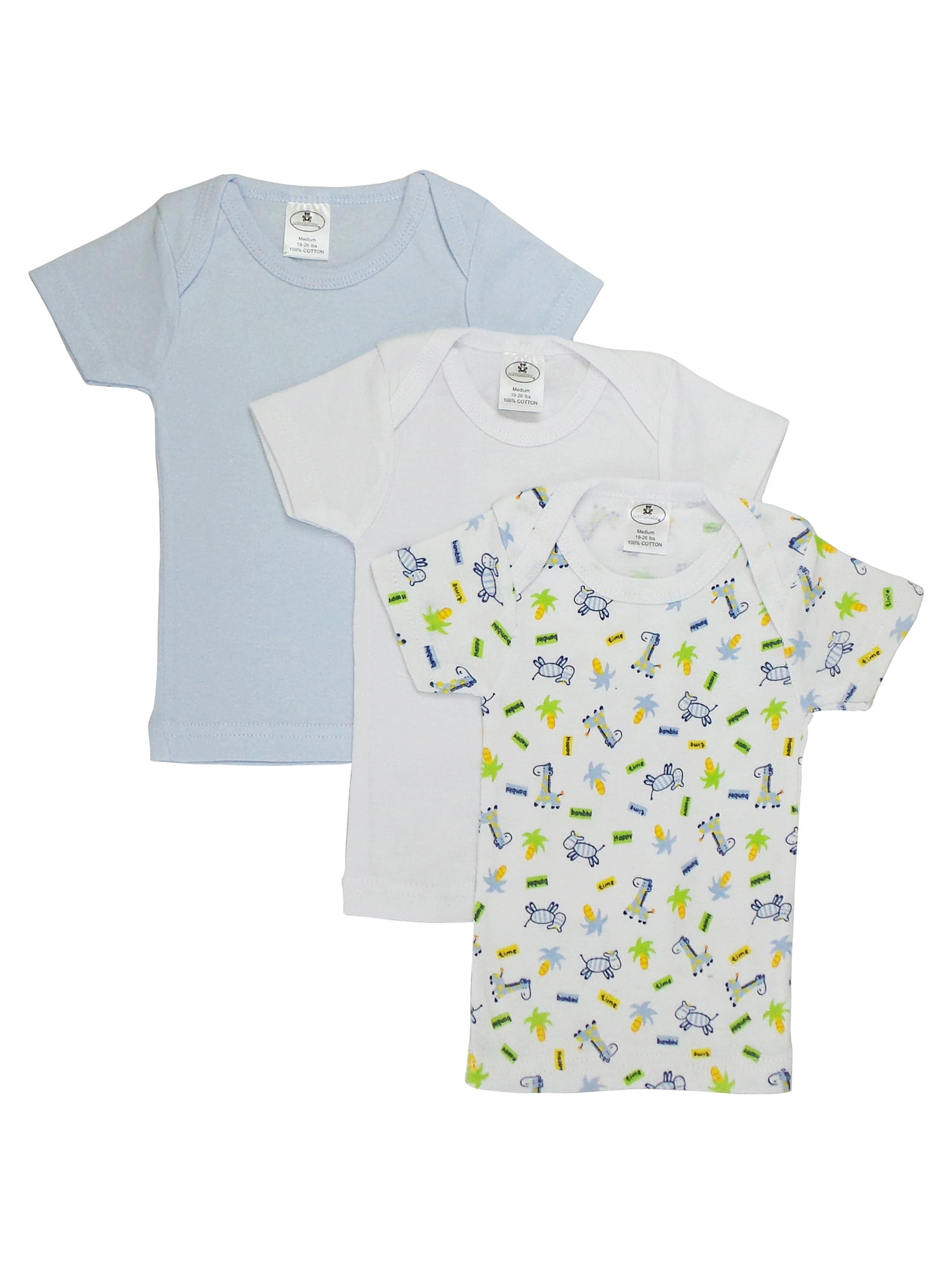 Blue Rib Knit Short Sleeve T-Shirt 3 Yellow Pack Bambini Baby Boy's White