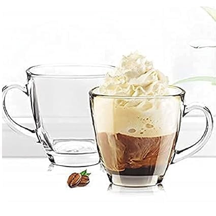 Arhsimvijar Crystal Clear Glass Cup Tea, Coffee, Milk, Mugs 120ml Set of 2