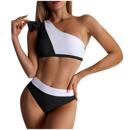 

Ruziyoog Lingerie for Women Sexy Bikini Women Bikini Sloping Shoulders Swimwear Sexy Bra Swimwear Beachweablack S