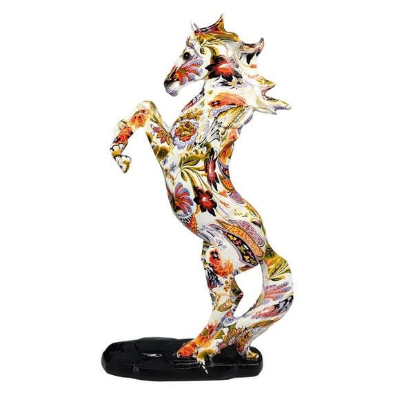 13.8''H Standing Horse Resin Statue, Horse Art Figurine Decorative Decor Ornaments for Desk Bookshelf Cabinet for Luck and Wealth