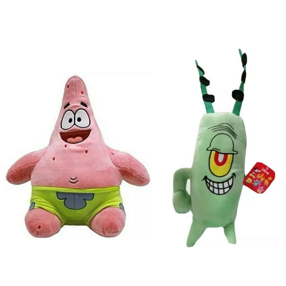 Plankton & Patrick Star 12" High Quality Plush Stuffed Spongebob Squarepants New