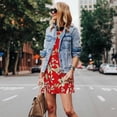 thumbnail image 4 of Fuzoiu Lilies Flowers Print Women's Sleeveless Dress,Summer Dresses for Women,Casual Sundresses,Beach Sleeveless T-shirt Swing Dress with Pockets, 4 of 7