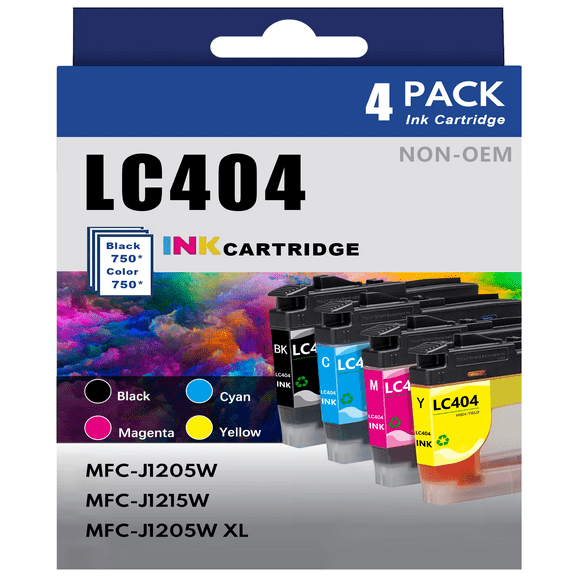 4-PK LC404 Ink Cartridge Replacement for Brother LC 404 Ink for MFC-J1215W Printer 404 ink BK,C,M,Y