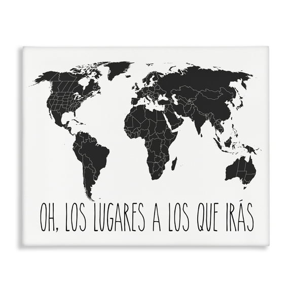Stupell Industries Los Lugares a Los Que Iras Inspirational Quotes & Sayings Painting Wrapped Canvas Art Print Wall Art, 20 x 16