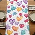 thumbnail image 5 of Colorful Love Heart 120 Inch Table Runner, Modern Art Teal Purple Red Farmhouse Dresser Scarf Cotton & Linen Tablerunner for Dining/Kitchen Island/Holiday Party Décor 13" x 120", 5 of 9