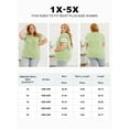 thumbnail image 4 of SHEWIN Womens V Neck T-Shirts Casual Stripe Trim Short Sleeve Loose Fit Fashion Light Green Oversized Blouse 3XL, 4 of 10