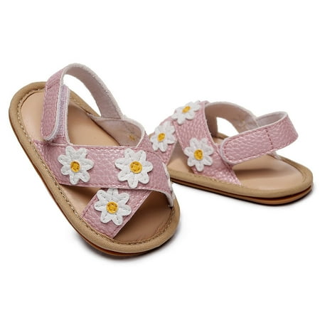 

TOWED22 Sandals For Boys Infant Girls Open Toe Flower Shoes First Walkers Shoes Summer Toddler Floral Flat Toddler Sandals Girl Pink