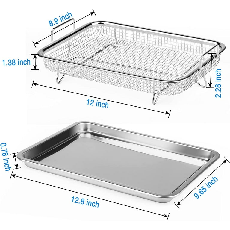 Air Fryer Basket and Tray for Oven, 15.5'' x 12.5'' Stainless Steel Crisper  Tray and Basket for Convection Oven, Baking Pan Perfect for the Grill