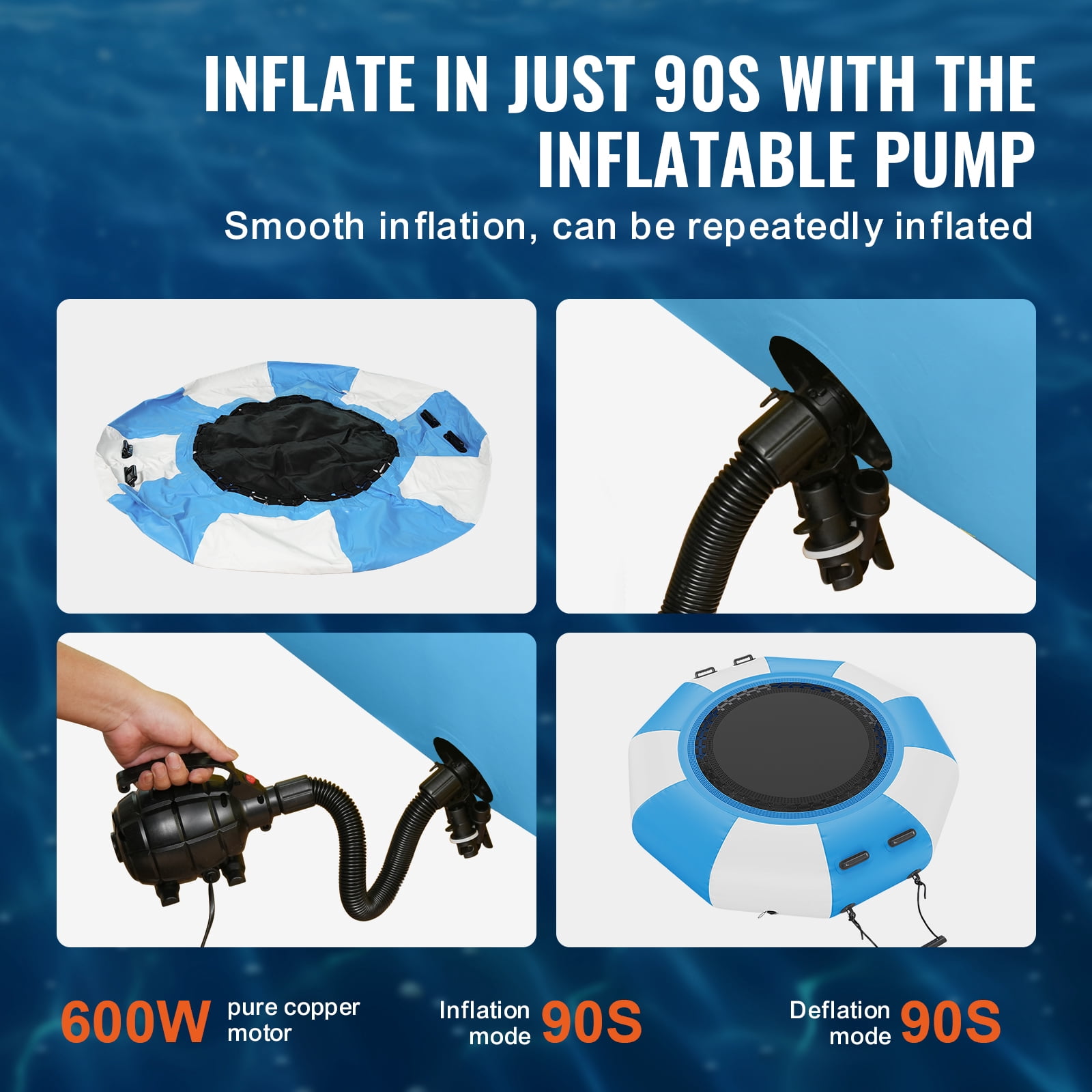 KFFKFF 6.5ft Inflatable Water Trampoline Swim Platform Bounce for Pool Lake Toy