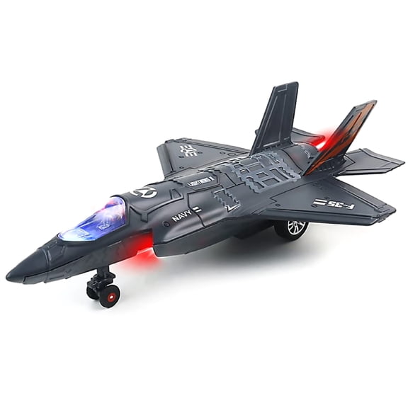 NATEFEMIN 1/72 Scale F35 Alloy Fighter Model Pullback Aircraft with Display Stand, Fun Lights & Sounds
