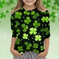 thumbnail image 2 of St Patricks Day Shirt Toddler Boys Girls Love Heart Irish Shamrock 3/4 Sleeve Kids Green Clover Tops, 2 of 5