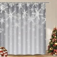thumbnail image 2 of Ikfashoni Christmas Shower Curtain, Crystal Snowflake Gray Waterproof Fabric Bathroom Curtain, 70"X69", 2 of 7