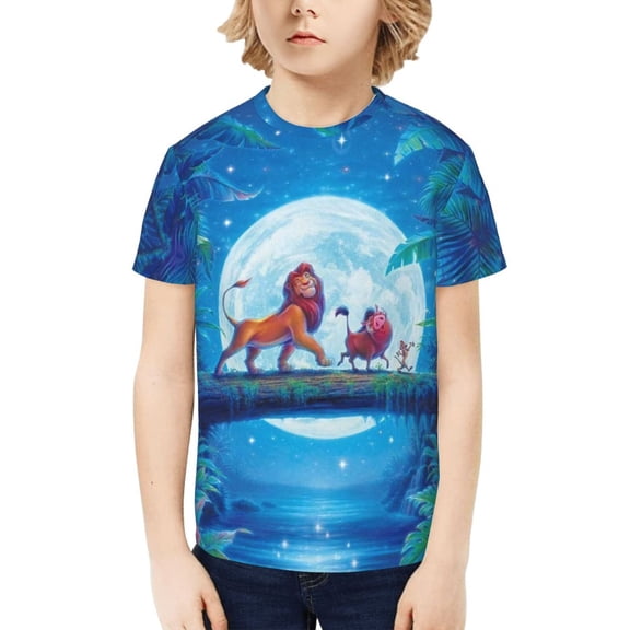The Lion King Boys Girls T-Shirts Graphic Print Short Sleeve Tops Casual Crew Neck T-Shirt Streetwear for Youth Kids