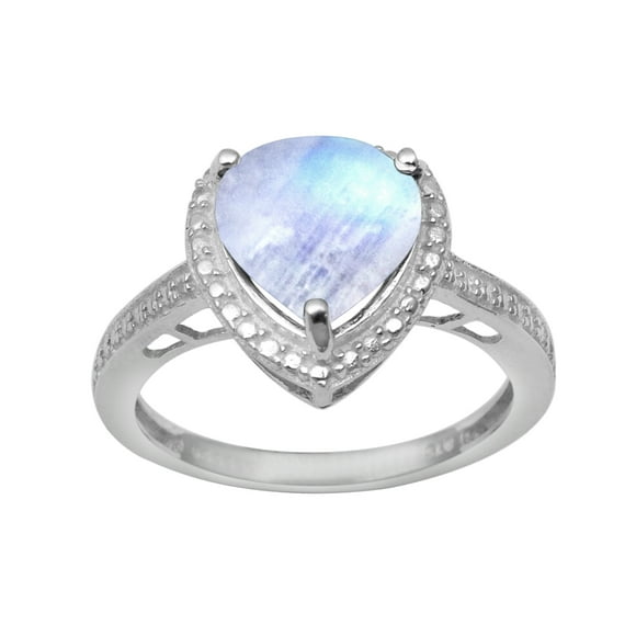 Mooneye 10mm Heart Shape Moonstone 925 Sterling Silver Solitaire Women Christmas Gift Ring