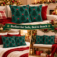 thumbnail image 6 of LOMYOLO Christmas Pillow Covers 18x18 Set of 2, Christmas Tree Throw Pillow Covers with Red Bow Embroidery, Holiday Pillow Covers for Couch Sofa Bed Farmhouse Winter Christmas Decor - Green, 6 of 7