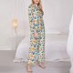 thumbnail image 3 of Balery Travel Elements Conjunto de Pijama con Estampado para Mujer, Conjunto de Dos Piezas con Manga Larga, Ropa de Dormir Suave con Bolsillos, Pijamas Cómodos-XX-Large, 3 of 7