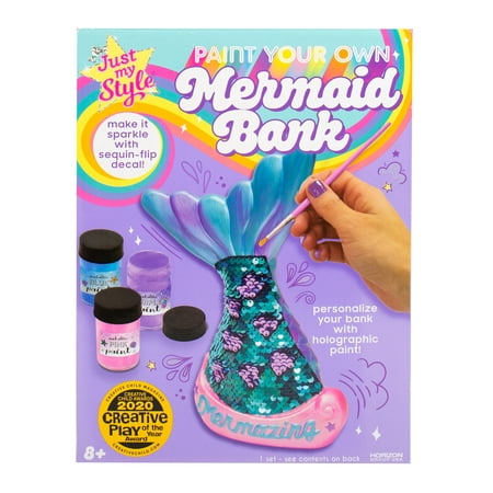 Just My Style Paint Your Own Mermaid Bank, Includes Sequins and Paint