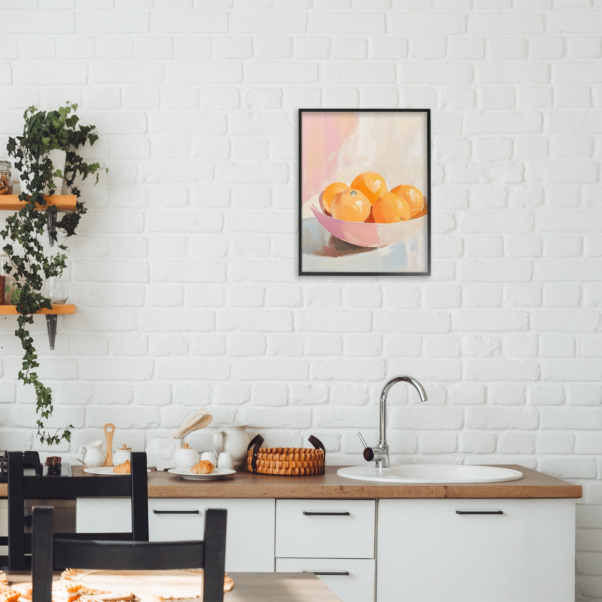 Stupell Industries Pastel Bowl of Oranges Black Framed Giclee Art, design by The Prints Vibe