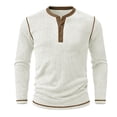 thumbnail image 2 of SAWOBUUN Mens Long Sleeve Ribbed Henley Shirt Slim Fit Color Block Knit Pullover Top Casual Stretch Thermal Undershirt for Fall Winter, 2 of 6