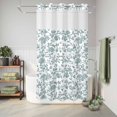 thumbnail image 6 of No Hook Shower Curtain, Teal Blue Green Shower Curtains for Bathroom with See Through Top Window, Vintage Farmhouse Boho Flower Leaf Waterproof & Washable Bath Curtain Small Stall 36"x78", 6 of 9